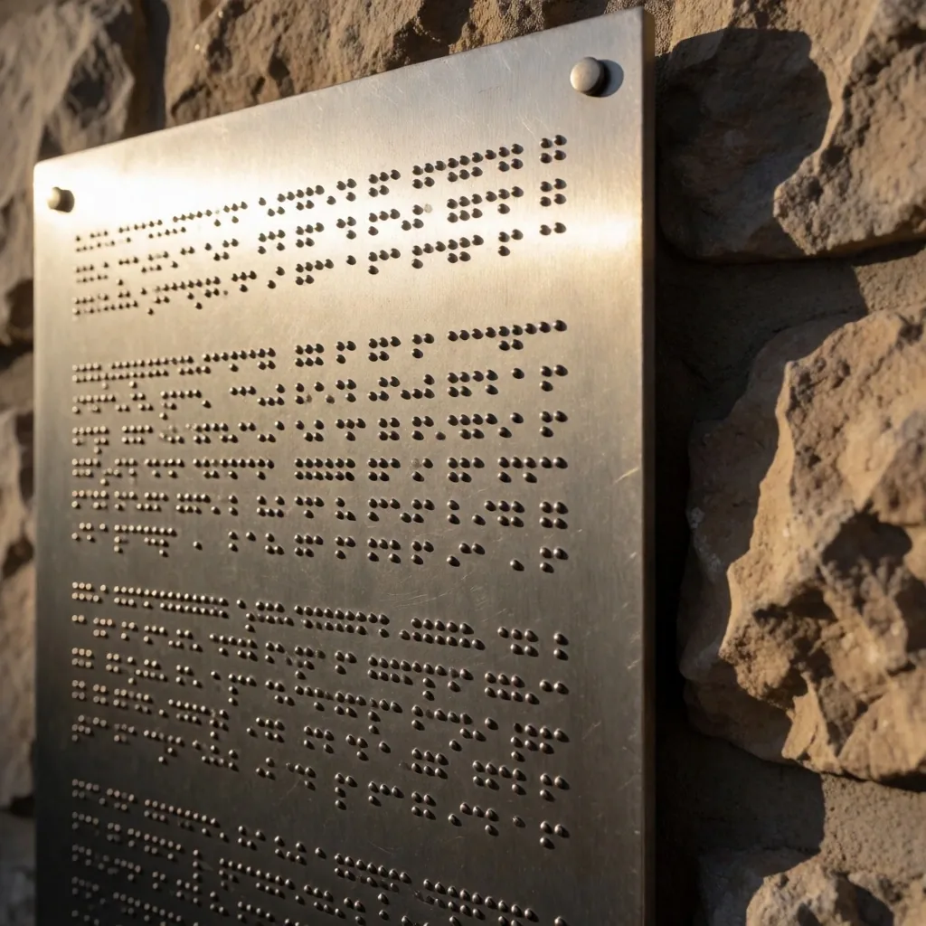 Señalética táctil con braille en ingreso de terma