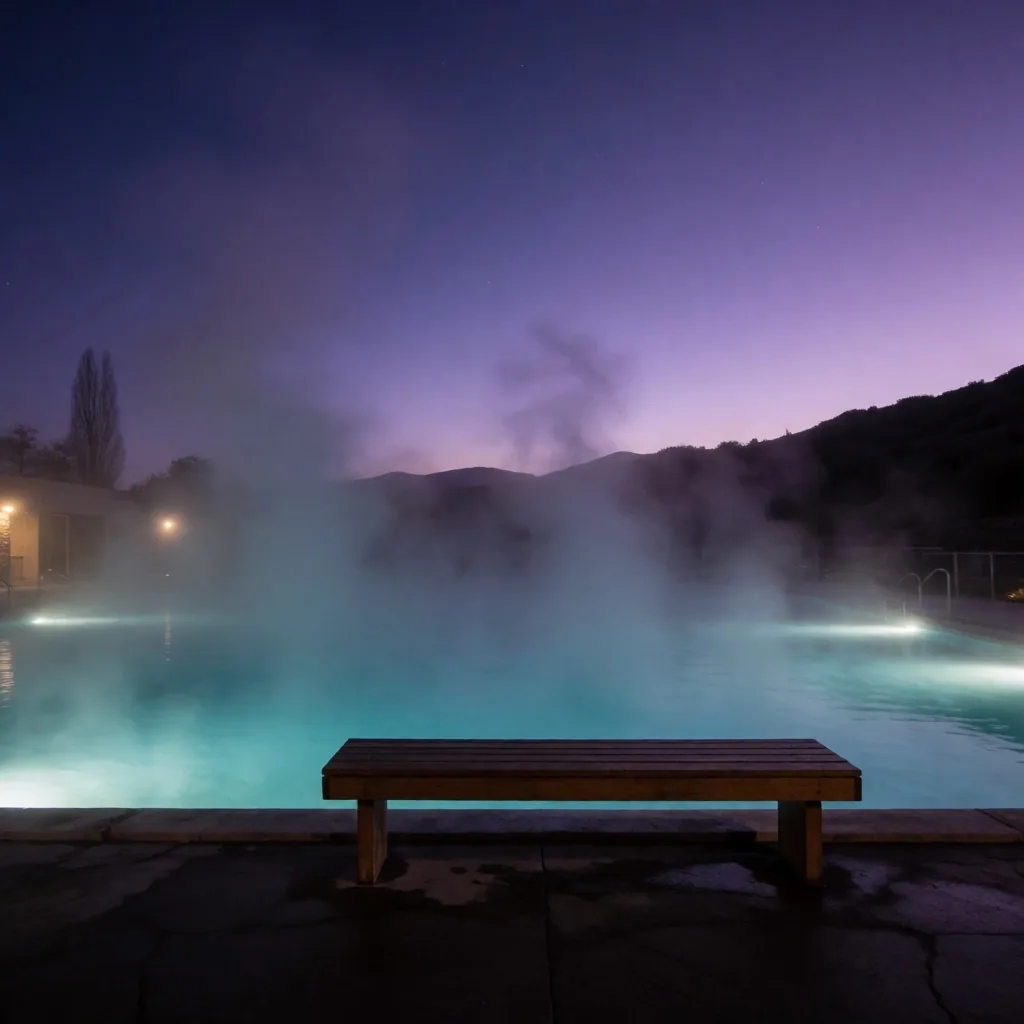 Piscina termal al anochecer